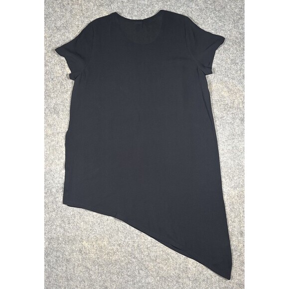 Eileen Fisher Silk Tunic Women’s XL Black Slit Asymmetric Loose Fit Blouse - Picture 2 of 10